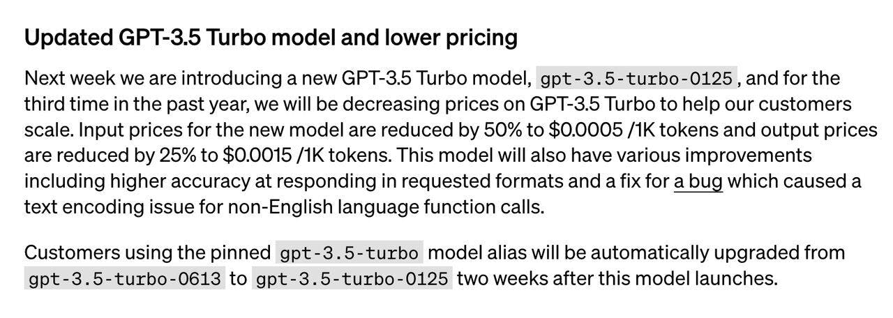 New prices for GPT-3.5 after price update